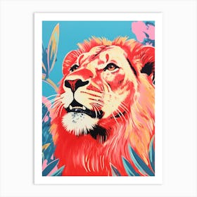 Lion Pop Art Colour Burst 4 Art Print