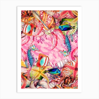 Just Keep Swimming Seahorse Art Print