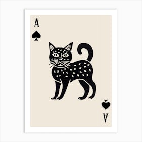 Playing Cards Cat 1 Black And White 5 Art Print