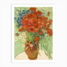 Vincent Van Gogh, Vase Mit Kornblumen und Mohnblumen Malerei Art Print