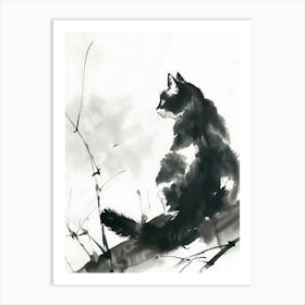 Cat Sitting On A Branch Art Print