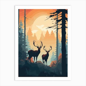 Deer In The Forest 4 Art Print