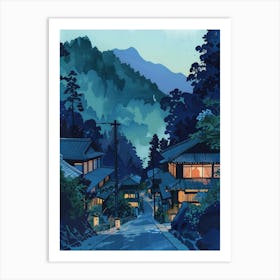 Kiso Valley Japan 2 Retro Illustration Art Print