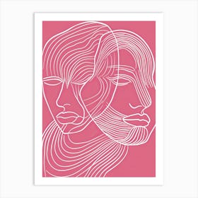 Abstract Portrait Series Pink And White 1 Art Print