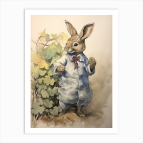 Storybook Animal Watercolour Rabbit 2 Art Print