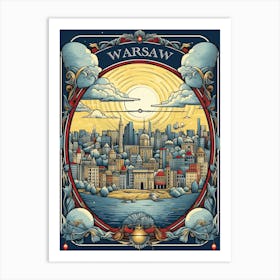 Warsaw, Poland, Tarot Card Travel  Line Art 5 Art Print