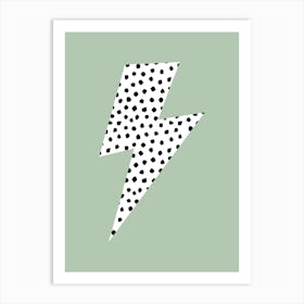 Spotty Lightning Bolt on Sage Green Art Print