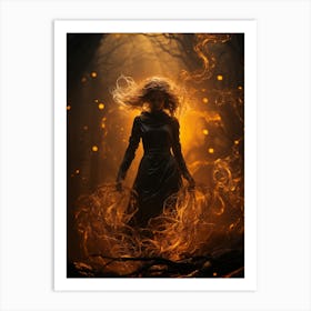 Woman in lights 1 Art Print