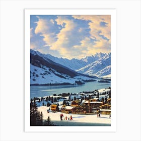 The Remarkables, New Zealand Ski Resort Vintage Landscape 1 Skiing Poster Art Print