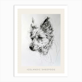 Icelandic Sheepdog Line Art 1 Poster Art Print