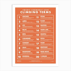 20 Commonly Used Climbing Terms 1 Art Print