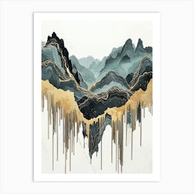 Everest's Golden Peaks - Abstract Elegance Art Print