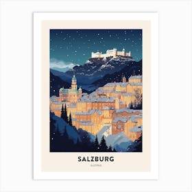 Winter Night  Travel Poster Salzburg Austria 3 Art Print