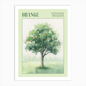 Orange Tree Atmospheric Watercolour Painting 4 Poster Art Print