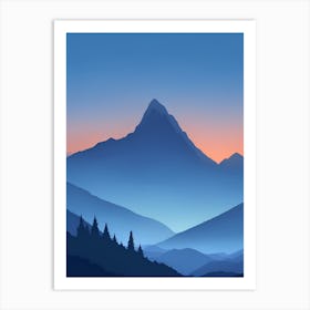 Misty Mountains Vertical Composition In Blue Tone 11 Art Print