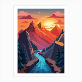 Landscape At Sunset Art Print