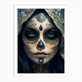 La Catrina Mask Girl Art Print