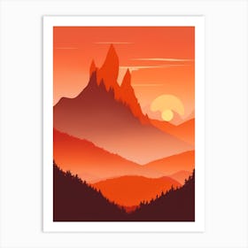 Misty Mountains Vertical Background In Orange Tone 26 Art Print