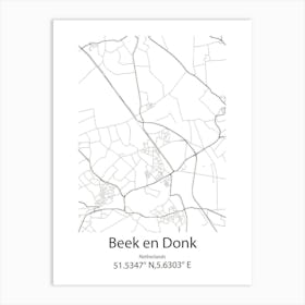 Beek,Netherlands Minimalist Map Art Print