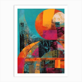 Geometric Abstract Collage In Pantone Monoprint Splashed Colors Art Print