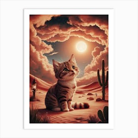 Cat In The Desert 4 Art Print