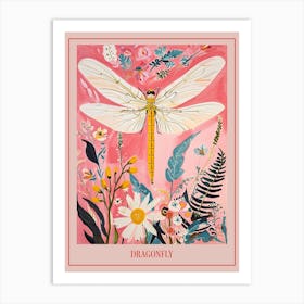 Floral Animal Painting Dragonfly 3 Poster Art Print