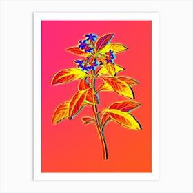 Neon Sweet Pittosporum Branch Botanical in Hot Pink and Electric Blue n.0422 Art Print
