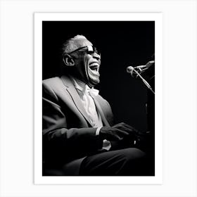 Black And White Photograph Of Ray Charles 2 Art Print