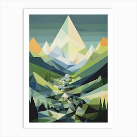 Mountains And Valley   Geometric Vector Illustration 3 Art Print