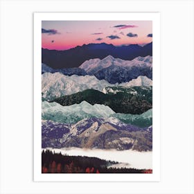 Retro Mountan Range After Sunset Art Print