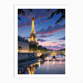 Eiffel Tower At Dusk Art Print