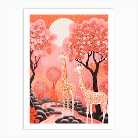 Giraffe Under The Trees 3 Art Print