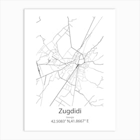 Zugdidi,Georgia Minimalist Map Art Print