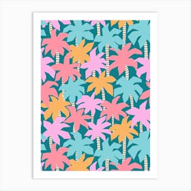 Pastel Colorful Cut Out Palm Trees Art Print