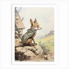 Storybook Animal Watercolour Coyote 1 Art Print