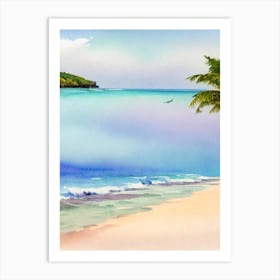 Crane Beach 4, Barbados Watercolour Art Print