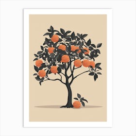 Orange Tree Minimalistic Drawing 2 Art Print