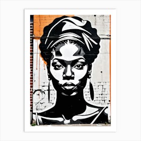 Vintage Graffiti Mural Of Beautiful Black Woman 49 Art Print