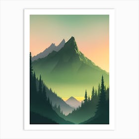 Misty Mountains Vertical Composition In Green Tone 111 Art Print