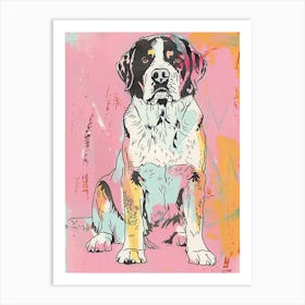 Greater Swiss Mountain Dog Dog Pastel Line Watercolour Illustration  3 Art Print