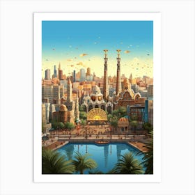 Barcelona Pixel Art 4 Art Print