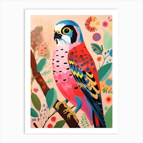 Pink Scandi American Kestrel 1 Art Print