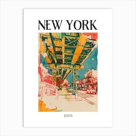 Queens New York Colourful Silkscreen Illustration 2 Poster Art Print