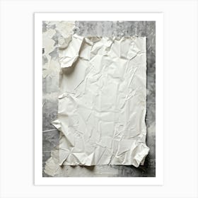 Crumpled White Sheet Of Old Cardboard Paper With Crumpled Texture Closeup Retro Style Pattern Embos (6) Art Print