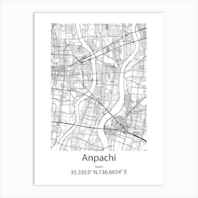 Anpachi,Japan Minimalist Map Affiche