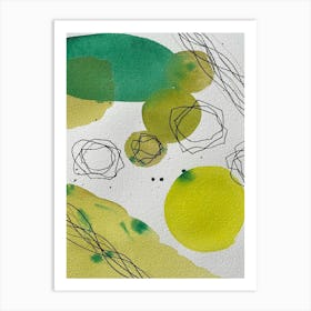 Abstract Watercolour Green Yellow Painting Art Print