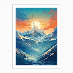 Jackson Hole Mountain Resort   Wyoming, Usa, Ski Resort Illustration 2 Simple Style Art Print