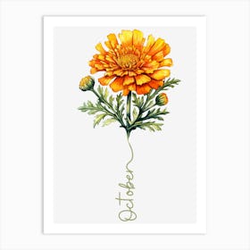 October Birth Flower Birth Month Botanical Art Print