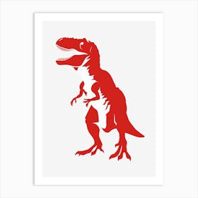 Red T Rex Silhouette 1 Art Print