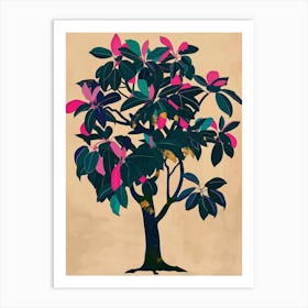 Banyan Tree Colourful Illustration 4 Art Print